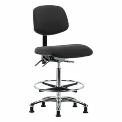 ESD Task Chair, Fabric, Armless, Aluminum Base, Foot Support, Height Range 26 1/4 in to 36 in
