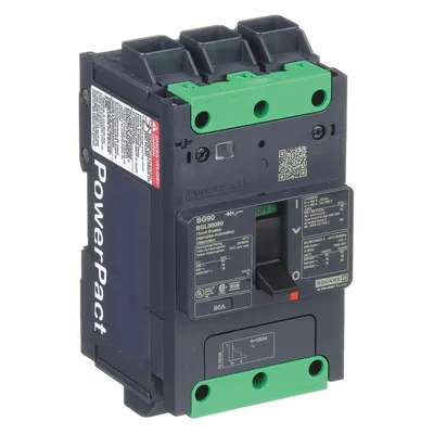 SQUARE D Molded Case Circuit Breaker: 90 A Amps, 100kA at 240V AC, Fixed, Everlink Lug Both Ends - B-Frame Square D Molded Case Circuit Breakers