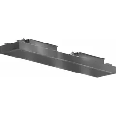 This air supply plenum delivers conditioned make-up air into commercial kitchen spaces to replace air exhausted by hoods. Constructed from stainless steel, it is suited for use in restaurant and food-service ventilation systems. The 96-inch length accommodates standard hood configurations.