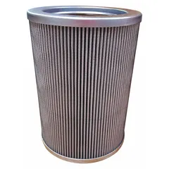 Hydraulic cartridge filter element with fiberglass media, rated for 5-micron filtration. Used to remove particulate contaminants from hydraulic fluid in high-pressure and return-line applications, protecting pumps, valves, and actuators.