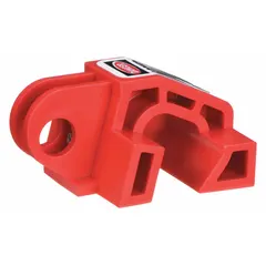 Clamp-on lockout device for securing multi-pole circuit breakers in the OFF position during lockout/tagout procedures. Rated for 120/277V AC systems. Includes three Danger Locked Out Do Not Operate labels. Supplied in a 3-pack.