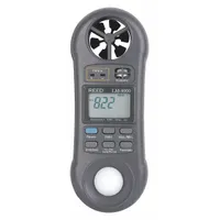 REED INSTRUMENTS 4-In-1 Anemometer: 1 fpm Air Velocity Resolution, Relative Humidity, Rotating Vane (MPN LM-8000)
