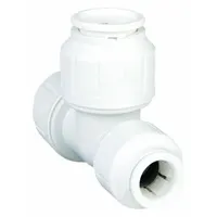 JOHN GUEST Push-Fit Tee Fitting: Tee, 1/2 in OD x 1/2 in OD x 1/2 in OD Size, Plastic (MPN PEI0220)
