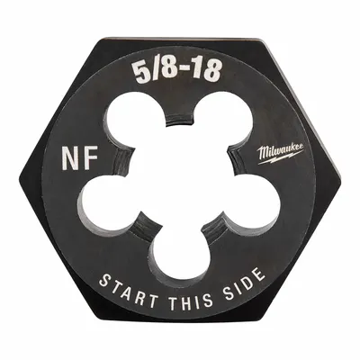 MILWAUKEE Hex Threading Die: 5/8"-18 UNF, 1 7/16 in Hex Wd - Solid Hex Rethreading Dies