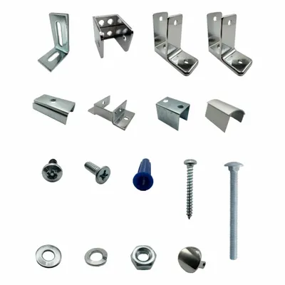 HADRIAN Headrail Corner Kit: Chrome Zamac - Brackets, Alcove Clips & Channels for Bathroom Partitions