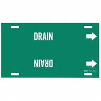 Pipe Marker: Drain, Green, White, Fits 8 to 9 7/8 in Pipe O.D., 1 Pipe Markers, With Arrows (MPN 4055-G)
