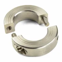 Metric, round, 2-piece clamp-on balanced shaft collar with 9 mm bore diameter. Made from 303 stainless steel for corrosion resistance. Designed for precision motion control and automation applications requiring minimal vibration at high speeds
