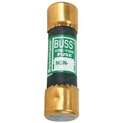 The BUSSMANN NON-3/4 is a Class K5 fast-acting cylindrical fuse rated at 750 mA, 250 V AC, and 125 V DC. It is non-indicating and designed for overcurrent protection in industrial control panels, lighting circuits, and motor branch circuits where rapid response to faults is required.