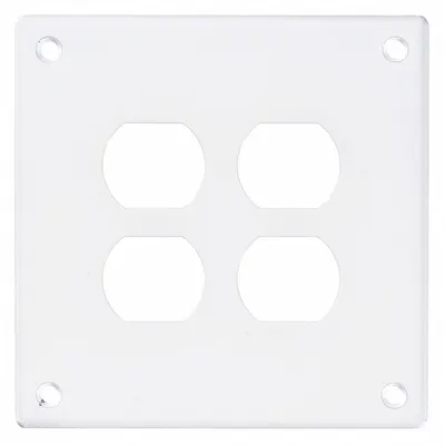 HUBBELL Wall Plate: Duplex Outlet, 2 Gang, White - General Purpose Wall Plates