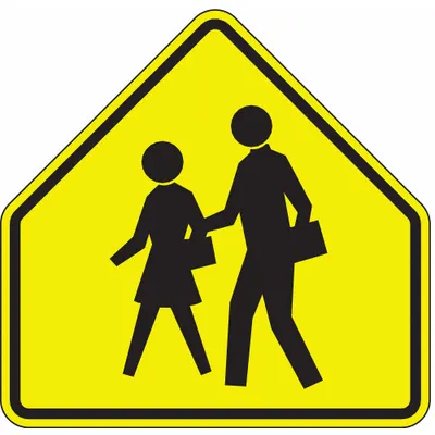 LYLE Traffic Sign: 30 in x 30 in Nominal Sign Size (W x H), Aluminum, Yellow-Green - School Crossing Signs
