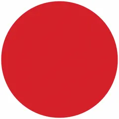 Red circular paper label, 1 1/2 inches in diameter, designed for indoor use. Supplied blank with no text in a 500-pack. Suitable for inventory marking and asset identification in warehouses and industrial facilities.