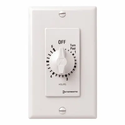 INTERMATIC Spring-Wound Timer: 6 hr Max, SPST, 277V AC, No Wall Plate Included - Spring-Wound Mechanical Timers without Wall Plates