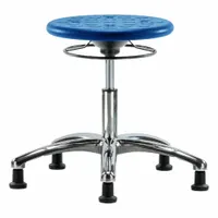 Stool: Polyurethane, Ht Range 16 1/4 in to 21 1/2 in, 13 in Seat Wd, 13 in Seat Dp, 5 Glides, Blue (MPN IPDHSO-CR-RG-BLU)