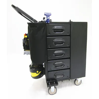 MOBILE SHOP Tool Cart, Complete/No Drill: Black, 26 in Wd, 38 in Dp, 43 in Ht - Tool-Equipped Heavy-Duty Utility Carts with Drawers & Cabinets