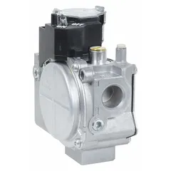 Direct ignition gas valve for use with direct spark or hot surface ignition systems. Dual-stage, slow-opening design with a capacity of 140,000 BtuH. Suitable for industrial heating equipment requiring precise gas flow control.