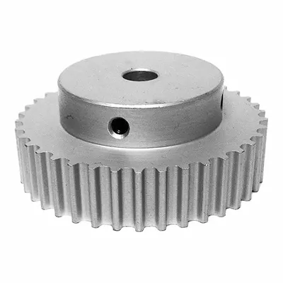 Dayton Timing Pulley: Curvilinear, Fixed, For HTD Timing Belt Section, For 9 mm Belt Wd - HTD Section Fixed-Bore Timing Pulleys with Hub