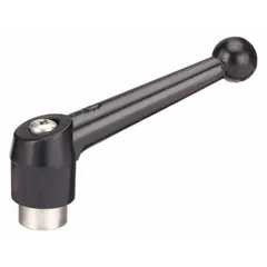 Ball-style adjustable handle with threaded stud, zinc body and stainless steel thread. 1/4"-20 thread size, 39 mm length. Used for manual clamping, positioning, and adjustment on machinery and industrial equipment.