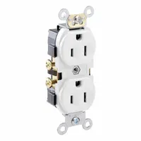 LEVITON Plugs and Receptacles: Duplex, 5-15, White, 125V AC, 15 A, 2 Pole / 3 Wire (MPN CR15-WS)