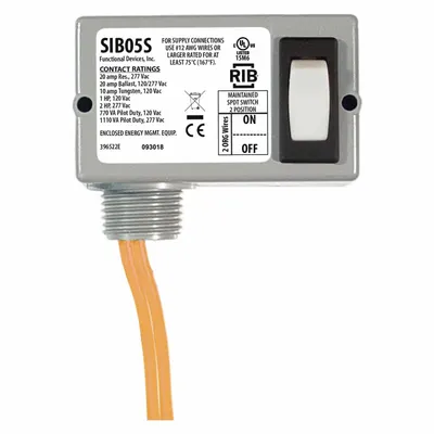 FUNCTIONAL DEVICES INC / RIB Prewired Rocker Switch: 2 Positions, SPST - Enclosed Prewired Rocker Switches