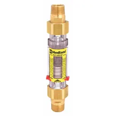 This HEDLAND flowmeter is an inline variable area type with a scale display for measuring water flow in liters. It features Buna-N seals and O-rings, universal mounting orientation, and +/-5% accuracy. Suitable for industrial water systems, cooling circuits, and process lines where a simple scale readout is sufficient.