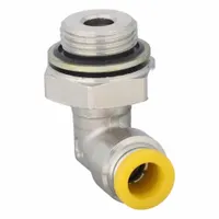 PARKER Push-Fit Elbow Fitting: 8 mm OD x 3/8 mm Pipe Size, Push-to-Connect x BSPP, Brass, Silver (MPN 169PLP-8M-6G)