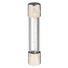 Time-delay cylindrical fuse rated 250 mA, 250 V AC, with a 1/4 in x 1 1/4 in body. Designed to tolerate temporary inrush currents, suitable for use in control circuits, motor starters, and power supplies where short-duration overloads occur.