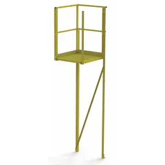 This steel turn platform provides elevated access for industrial maintenance, assembly, or inspection tasks. With an 11 ft overall height and yellow finish, it supports workers and tools in manufacturing, warehousing, and heavy-equipment facilities where stable, elevated work surfaces are required.
