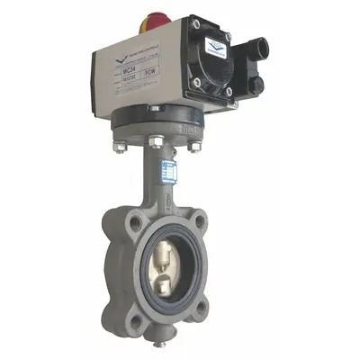 MILWAUKEE VALVE Pneumatically Actuated Butterfly Valve: For Water Media, Air to Air - Ductile Iron General-Service Pneumatic Butterfly Valves