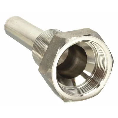 TRERICE Threaded Thermowell: Stainless Steel, For 3 1/2 in Stem Lg, 2 1/2 in Insertion Lg - Stepped-Shank Threaded Thermowells