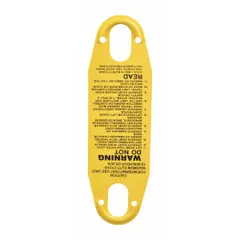Replacement safety label for hoists. Provides critical warnings for operators and maintenance personnel to help prevent accidents during lifting operations. Consult original hoist manual for exact dimensions and material specifications.