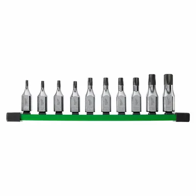 MILWAUKEE Socket Bit Set: 1 - 25 Pieces, 3/8 in Drive Size, 10 Pieces - Torx Bit Socket Sets
