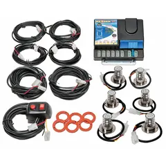 This WOLO concealed mount strobe light features blue/red LED illumination with 15 selectable flash patterns. It operates on 12-24V DC and includes a 9.8 ft cable with locking connectors. The adhesive mount allows discreet installation on vehicle surfaces. Suitable for emergency and service vehicle warning applications.