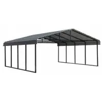 ARROW Arrow Carport,20x20 ft.,Charcoal: 20 ft Overall Lg, 20 ft Overall Wd, 7 ft Overall Ht, Steel (MPN CPHC202007)