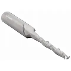 Solid carbide spiral upcut router bit with 2 flutes, designed for cutting foam materials. Features a 1/8" cut diameter and 1-1/8" length of cut. Suitable for precision routing in foam fabrication, packaging, and insulation applications.