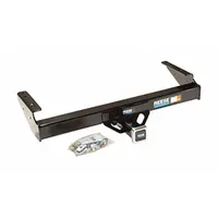 Steel step bumper hitch with powder-coated finish. Designed for Ford D250, requires drilling for installation. Supports 7,500 lb gross trailer weight and 750 lb tongue weight. Suitable for towing trailers, boats, or campers while providing a step surface