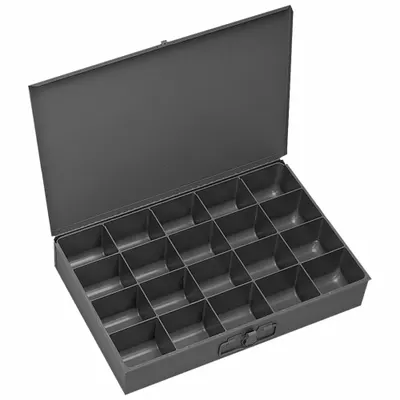 DURHAM MFG Small Compartmented Box, 20 Compartments, Gray - Small Compartmented Boxes