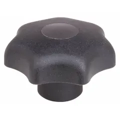 This 7-arm knob features a plastic body with a stainless steel threaded insert for corrosion resistance. With a 32 mm diameter and 1/4"-20 thread, it provides a secure, ergonomic grip for manual adjustment and clamping on machinery, jigs, and fixtures.