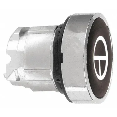 SCHNEIDER Flush Push Button: Black, 22 mm Mounting Size, Metallic - Flush-Mount & Recessed Push-Button Operators