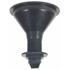 Polyethylene laboratory sink with a circular bowl measuring 5 in length, 5 in width, and 3 3/4 in depth. Designed for small-volume liquid disposal and sample rinsing in lab environments. Not ADA compliant.