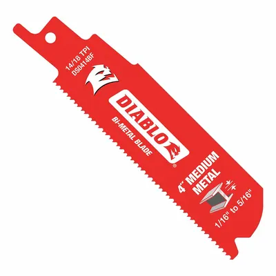 DIABLO Reciprocating Saw Blade: 14/18 Teeth per Inch, 4 in Blade Lg, 0.04 in Blade Thick - Nail-Embedded-Wood-Cutting Blades