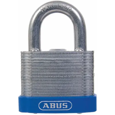 ABUS Padlock: Steel, Unfinished, Silver, Std Shackle, Steel, 29/32 in Vert Clearance - Standard Shackle Master Keyed Padlocks