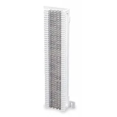 This 66-type wiring block provides 25-pair termination with 50 clips and 1 pin per row. It is used for voice and data cross-connect applications in structured cabling systems. The block has no attached legs and is suitable for mounting on backboards or in enclosures.