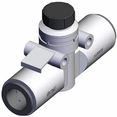 SMC Speed Controller: In-Line Fitting, Knob, 3/8 in Valve Body Size - In-Line Speed Control Valves