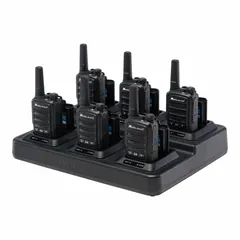 FRS analog handheld radio operating at 2 W with 22 channels and no display. Sold as a 6-pack. No FCC license required. Suitable for short-range communication in settings such as job sites, warehouses, or outdoor events.