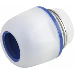 Straight cable grip with M20 box connection, accepting cord diameters from 9.00 mm to 12.00 mm. Transparent plastic body rated IP68, 29 mm length from box to connector end. Used for sealing and securing cables in hygienic applications requiring washdown resistance.