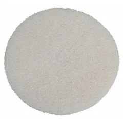 Round burnishing pad made of polyester synthetic fiber. Diameter 20 inches, maximum operating speed 1500 RPM. Sold in packs of 5. Used with floor burnishing machines to restore gloss on hard floor surfaces.