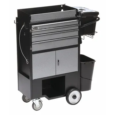 FLEXCART Tool Utility Cart: Black / Silver Drawer, 37 1/2 in Wd, 14 1/2 in Dp, 45 in Ht - Heavy-Duty Tool Utility Carts with Drawers & Cabinets