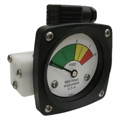 MIDWEST INSTRUMENT 522P-010V-LA Differential Pressure Indicator with Switch - Differential Pressure Indicators with Switch