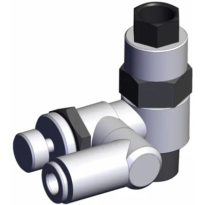 SMC Piloted Non-Return Valve: Universal Fitting, Knurled, 1/4 in Valve Body Size - Adjustable Direction Speed Controllers with Pilot Check Valve