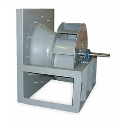 Unassembled belt-drive plenum blower with a 24 1/2-inch backward-curved wheel. Delivers 8,865 cfm at 0.250 in SP. Powered by a 230V AC totally enclosed fan-cooled motor. Suitable for industrial ventilation, exhaust, and air-handling systems in medium-pressure applications.